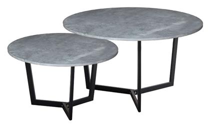 Τραπεζάκι Σαλονιού Teddy 2τμχ Μ80xΠ80xΥ45εκ. Cement - Woodwell