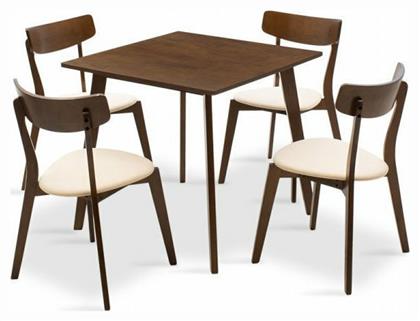 Τραπεζαρία Benson / Toto 5τμχ Καρυδί / Μπεζ 80x80εκ. Pakoworld
