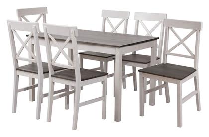 Τραπεζαρία Daily 7τμχ Λευκή / Dark Oak 150x90εκ. Woodwell
