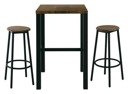 Τραπεζαρία Mayer Set Bar 3τμχ Ανθρακί / Antique Brown 60x60εκ. Woodwell