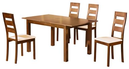 Τραπεζαρία Miller Επεκτεινόμενη 5τμχ Honey Oak / Εκρού 120(+30)x80εκ. Woodwell