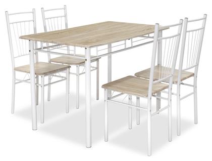 Τραπεζαρία Roza 5τμχ Sonoma / Λευκό Gloss 120x70εκ. Pakketo
