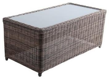 Τραπέζι Καθιστικού Εξωτερικού Χώρου Rattan με Γυάλινη Επιφάνεια Arizona Καφέ 100x50x45εκ. Woodwell