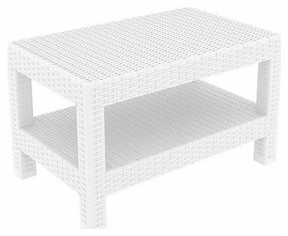 Τραπέζι Καθιστικού Εξωτερικού Χώρου Rattan Monaco Λευκό 92x57x45εκ. Zita Plus