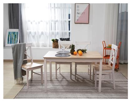 Τραπέζι Κουζίνας Daily με 3 Καρέκλες 118x74εκ. Λευκό / Φυσικό - Woodwell