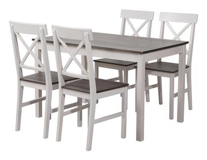 Τραπέζι Κουζίνας Daily με 4 Καρέκλες 118x74εκ. Λευκό / Dark Oak - Woodwell