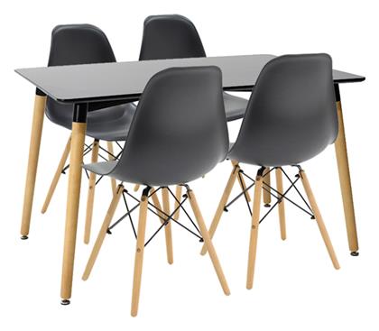 Τραπέζι Κουζίνας Natali / Julita με 4 Καρέκλες 120x80εκ. Μαύρο / Φυσικό - Pakketo