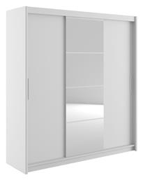 Τρίφυλλη Συρόμενη με Καθρέπτη & Πατάρι Elodie 200x61x216cm Λευκό - Pakketo