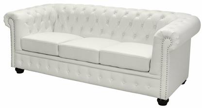 Τριθέσιος Καναπές Δερματίνη Λευκός 208x90εκ. HomeMarkt