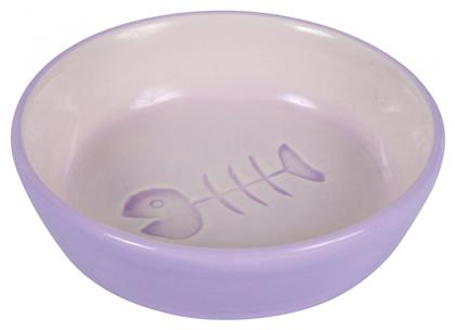 Ceramic Fishbone Κεραμικό Μπολ Γάτας Φαγητού & Νερού Μωβ 200ml Trixie