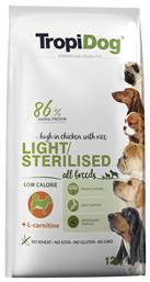 Adult Light 15kg Ξηρά Τροφή για Ενήλικους Σκύλους Διαίτης με Κοτόπουλο / Ρύζι TropiDog