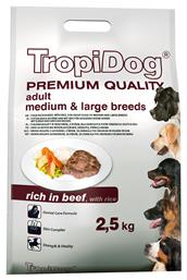 Premium Adult Medium & Large Ξηρά Τροφή για Ενήλικους Σκύλους Μεσαίων & Μεγαλόσωμων Φυλών με Βοδινό / Ρύζι 2.5kg TropiDog