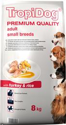Premium Adult Small Breeds Turkey & Rice 8kg TropiDog
