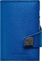 Tru Virtu Click & Slide Δερμάτινο Ανδρικό Πορτοφόλι Καρτών με RFID και Μηχανισμό Slide Μπλε