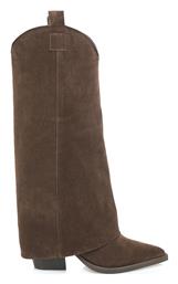 Suede Γυναικείες Μπότες με Ψηλό Τακούνι Καφέ Tsakiris Mallas