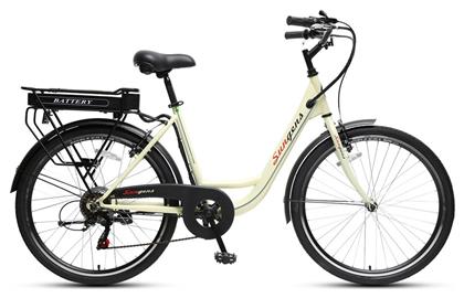 E-Times 4000 DV 26'' Lady Μπεζ Ηλεκτρικό Ποδήλατο Πόλης με 7 Ταχύτητες TXED