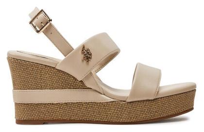 U.S. Polo Assn. Καλοκαιρινές Γυναικείες Πλατφόρμες Μπεζ - US Polo Assn