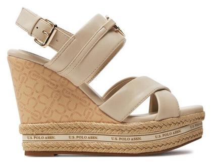 U.S. Polo Assn. Καλοκαιρινές Γυναικείες Πλατφόρμες σε Στυλ Εσπαντρίγιας Μπεζ - US Polo Assn