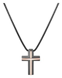 U.S. Polo Assn. Μαύρος Σταυρός Με Αλυσίδα από Ατσάλι Επιχρυσωμένος - US Polo Assn