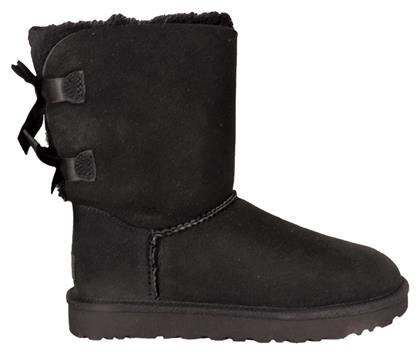 Ugg Australia Bailey Bow II Suede Γυναικείες Μπότες με Γούνα Μαύρες από το Factory Outlet