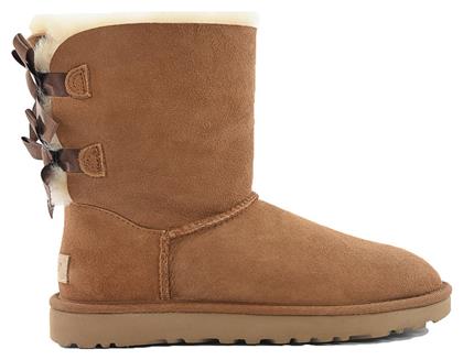 Ugg Australia Bailey Bow II Suede Γυναικείες Μπότες με Γούνα Chestnut από το Epapoutsia