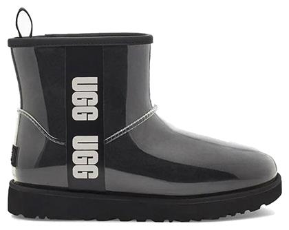 Classic Clear Mini Γυναικεία Μποτάκια με Γούνα Μαύρο / Γκρι Ugg Australia