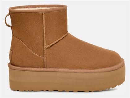 Classic Mini Platform Suede Γυναικεία Μποτάκια Αστραγάλου με Γούνα Καφέ Ugg Australia