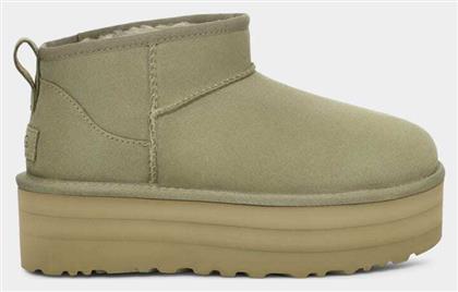 Classic Ultra Mini Ii Δερμάτινα Γυναικεία Μποτάκια Πράσινα Ugg Australia