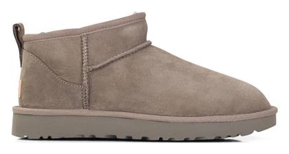 Classic Ultra Mini Suede Γυναικεία Μποτάκια με Γούνα Γκρι Ugg Australia