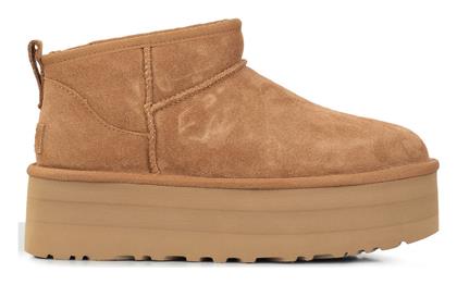 Ultra Classic Mini Platform Suede Γυναικεία Μποτάκια με Πλατφόρμα & Γούνα Chestnut Ugg Australia