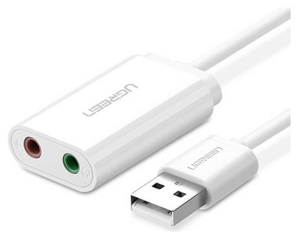 US205 Εξωτερική USB Κάρτα Ήχου 2.0 σε Λευκό χρώμα Ugreen