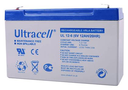 UL12-6 Μπαταρία UPS με Χωρητικότητα 12Ah και Τάση 6V Ultracell