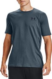 Under Armour Sportstyle Left Chest Αθλητικό Ανδρικό T-shirt Mechanic Blue με Λογότυπο από το Sportcafe