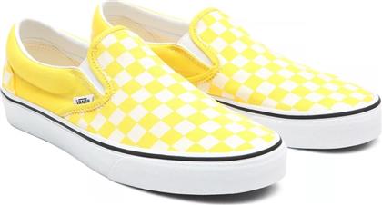 Vans Classic Checkerboard Πάνινα Ανδρικά Slip-On Cyber Yellow/True White