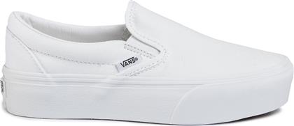 Vans Classic Platform Πάνινα Γυναικεία Slip-On Λευκά
