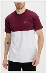 Colorblock Ανδρικό T-shirt White / Bordeaux με Λογότυπο Vans