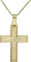 Βαπτιστικοί Σταυροί με Αλυσίδα Χρυσός σταυρός με αλυσίδα Κ14 ματ-λουστρέ για αγόρι 028627C 028627C Ανδρικό Χρυσός 14 Καράτια από το Kosmima24