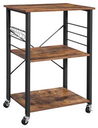 Τρόλεϊ Κουζίνας Μεταλλικό Μαύρο 3 Θέσεων 60x40x89cm Vasagle