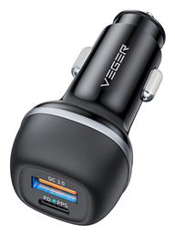 CC62-1A1C Φορτιστής Αυτοκινήτου με Θύρες 1xUSB-A 1xType-C Veger