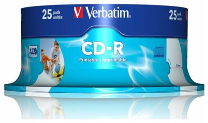 Εγγράψιμα CD-R 52x Printable 700MB Cake Box 25τμχ Verbatim