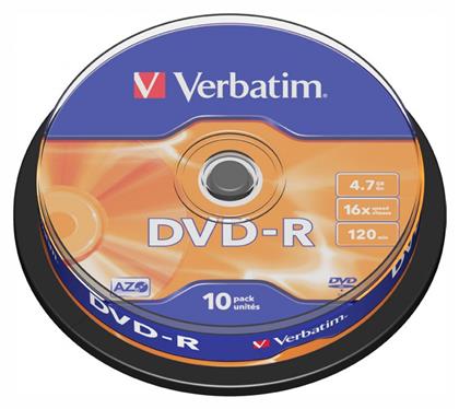 Εγγράψιμα DVD-R 16x 4.7GB Cake Box 10τμχ Verbatim