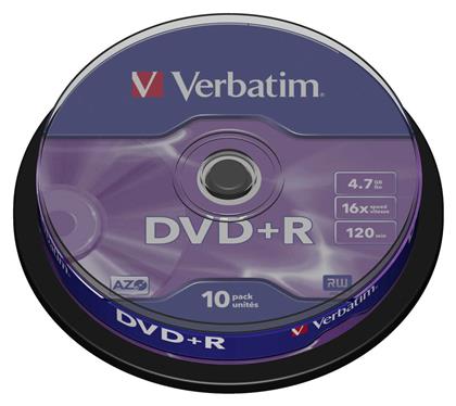 Εγγράψιμα DVD+R 16x 4.7GB Cake Box 10τμχ Verbatim