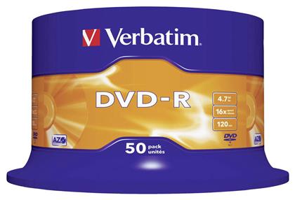 Εγγράψιμα DVD-R 16x 4.7GB Cake Box 50τμχ Verbatim