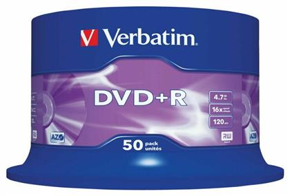 Εγγράψιμα DVD+R 16x 4.7GB Cake Box 50τμχ Verbatim