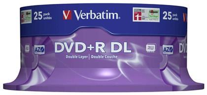 Εγγράψιμα DVD+R 8x Dual Layer 8.5GB Cake Box 25τμχ Verbatim