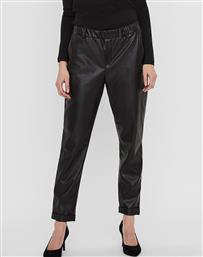 Vero Moda Γυναικείο Ψηλόμεσο Δερμάτινο Παντελόνι με Λάστιχο σε Loose Εφαρμογή Μαύρο από το Plus4u