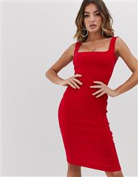 Vesper square neck pencil dress in red από το Asos