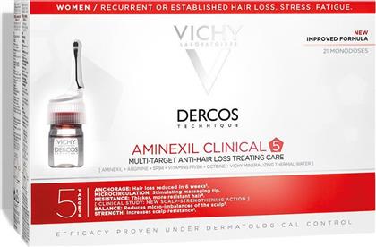 Vichy Dercos Technique Aminexil Clinical 5 Αμπούλες Μαλλιών κατά της Τριχόπτωσης για Γυναίκες 21x6ml από το Pharm24