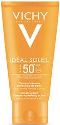 Ideal Soleil Velvety Αδιάβροχη Αντηλιακή Κρέμα Προσώπου SPF50 50ml Vichy