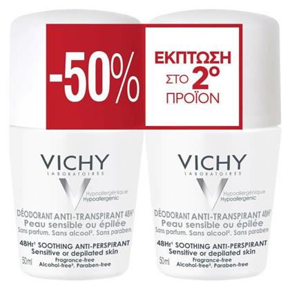 Soothing Αποσμητικό 48h σε Roll-On 2x50ml Vichy
